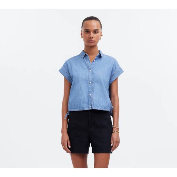 Madewell Denim Side-Tie Shirt in Aurea Wash size large - Picture 1 of 10